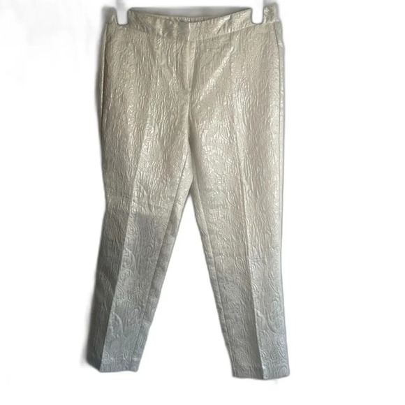 Liz Claiborne Emma Cream Brocade Straight Leg Dress Pant‎ Women's Size 8 - Picture 1 of 10
